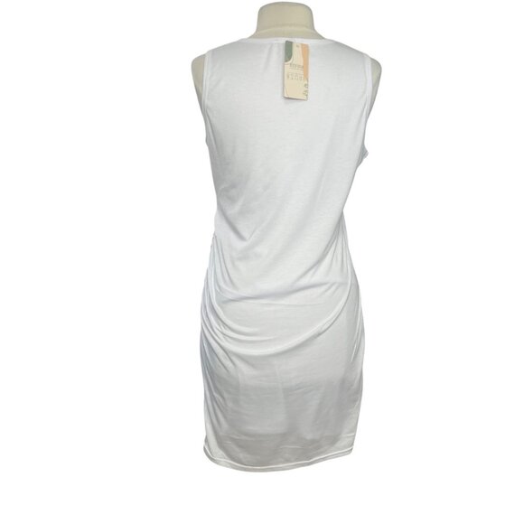 BTFBM Tank Dress Womens Large White Sleeveless Ruched Bodycom New - Picture 2 of 9